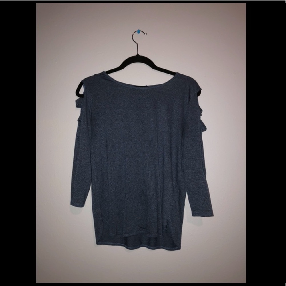 Blue Long sleeve with cut outs on sleeves